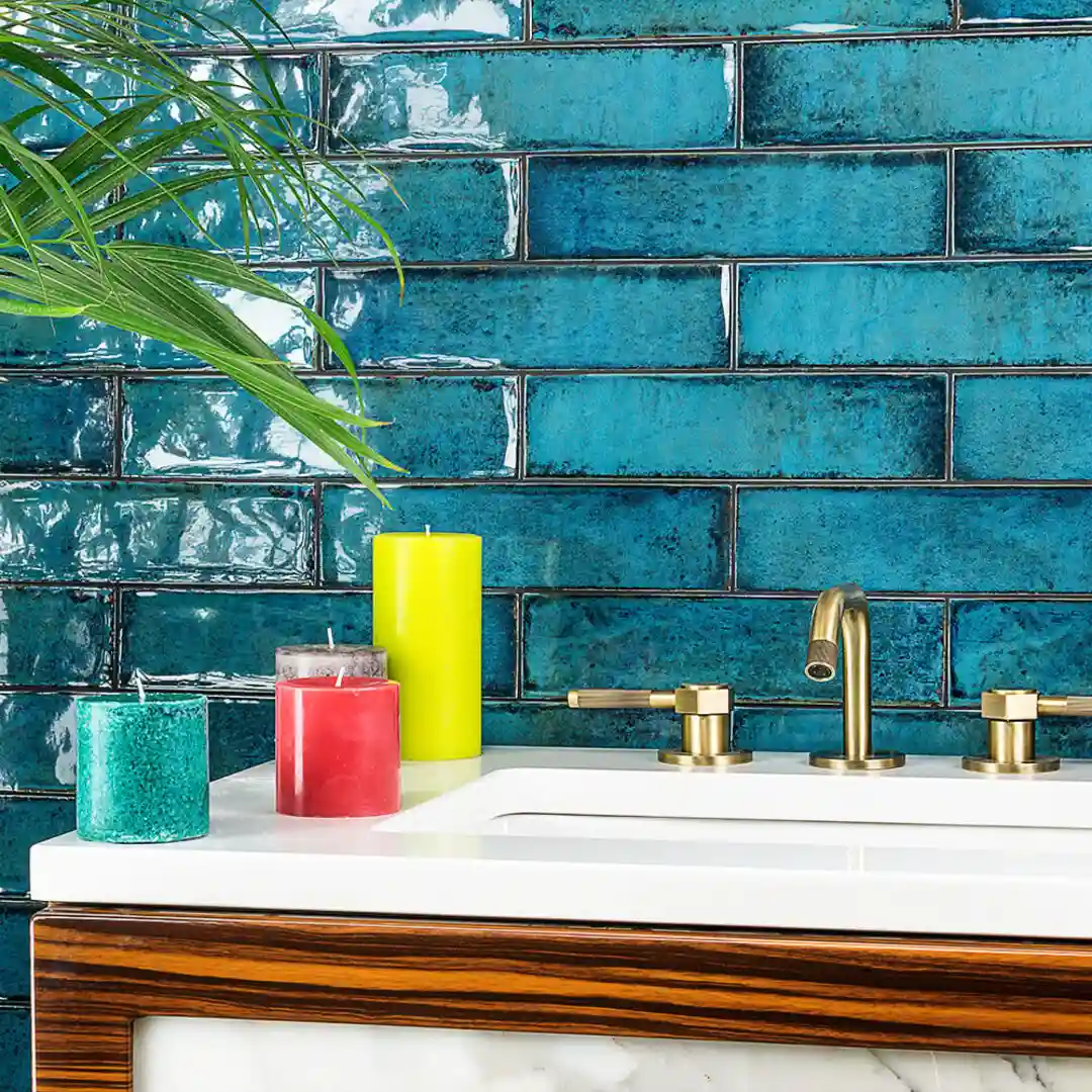 blue tile backsplash tile